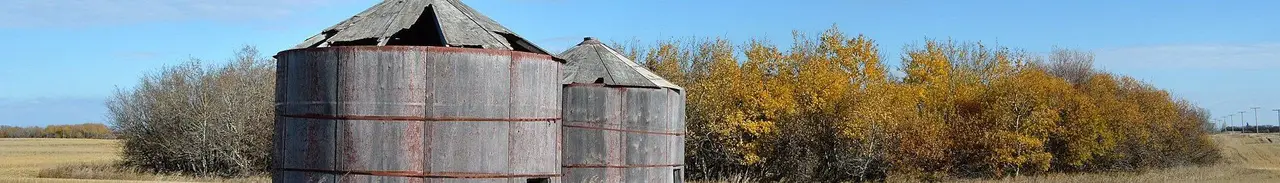 Old wooden granaries in autumn, 2011